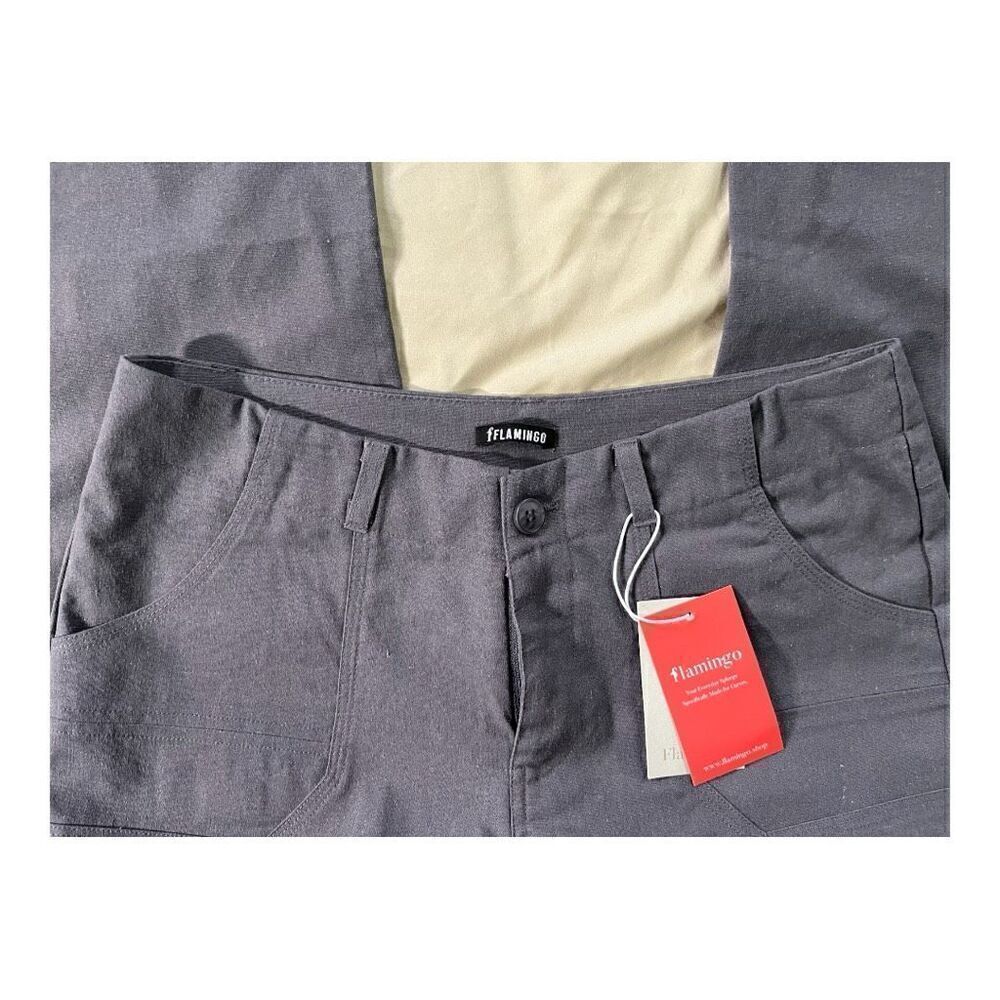 Flamingo Rugged Gray Nubby Straight Leg Pant Sz 4-6 Small New - Picture 2 of 7